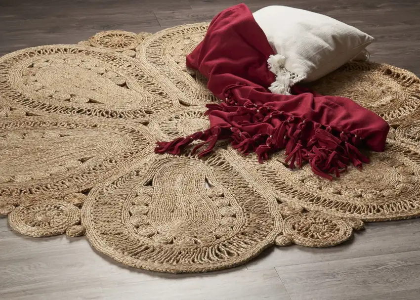 Floral Doily Natural Jute Area Rug Photo 7