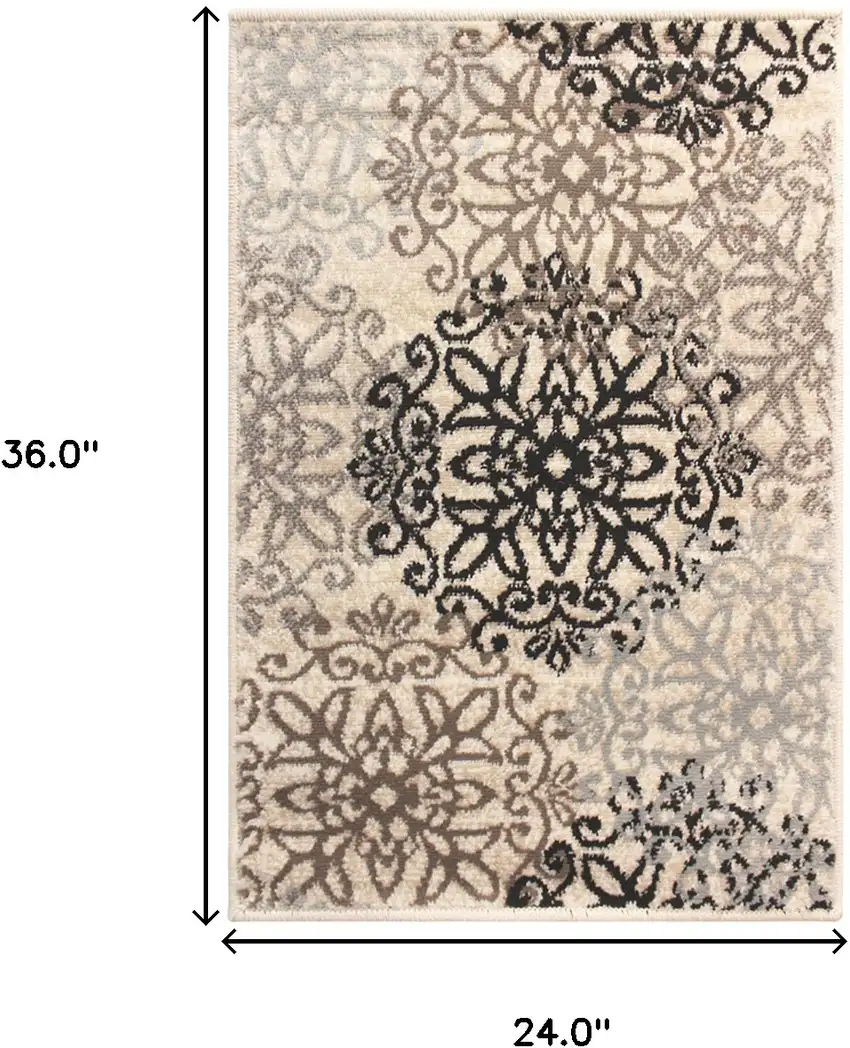 Floral Medallion Stain Resistant Area Rug Photo 6