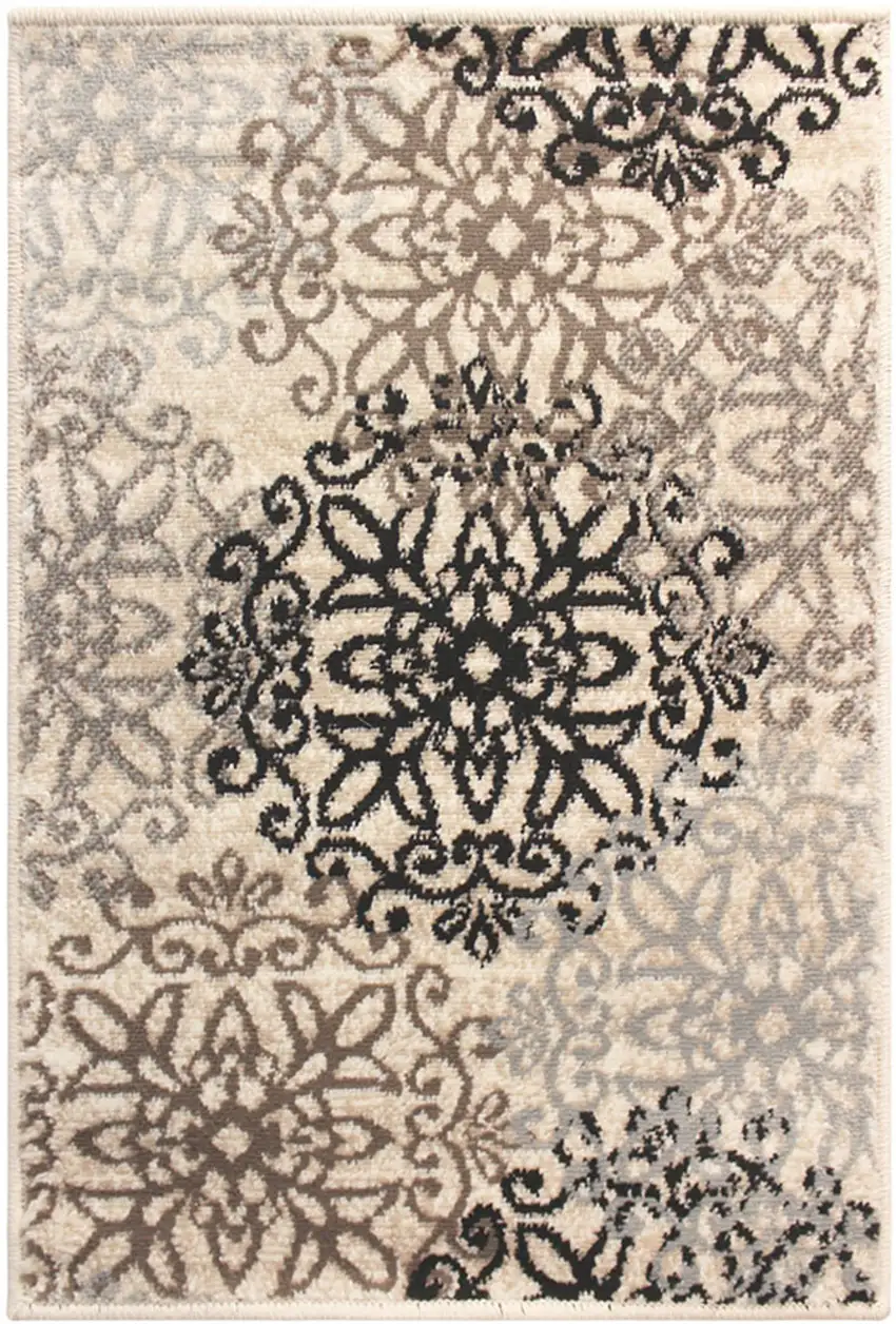 Floral Medallion Stain Resistant Area Rug Photo 1