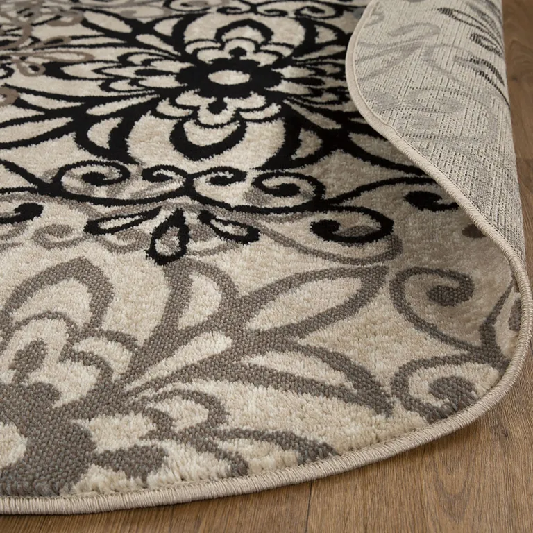 Floral Medallion Stain Resistant Area Rug Photo 5
