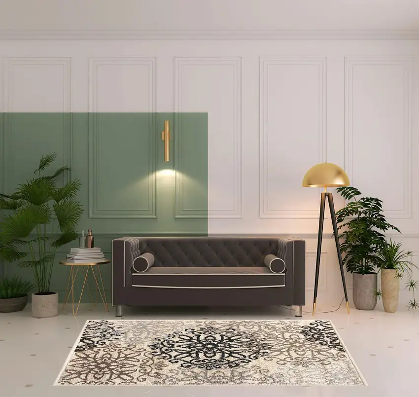 Floral Medallion Stain Resistant Area Rug Photo 8