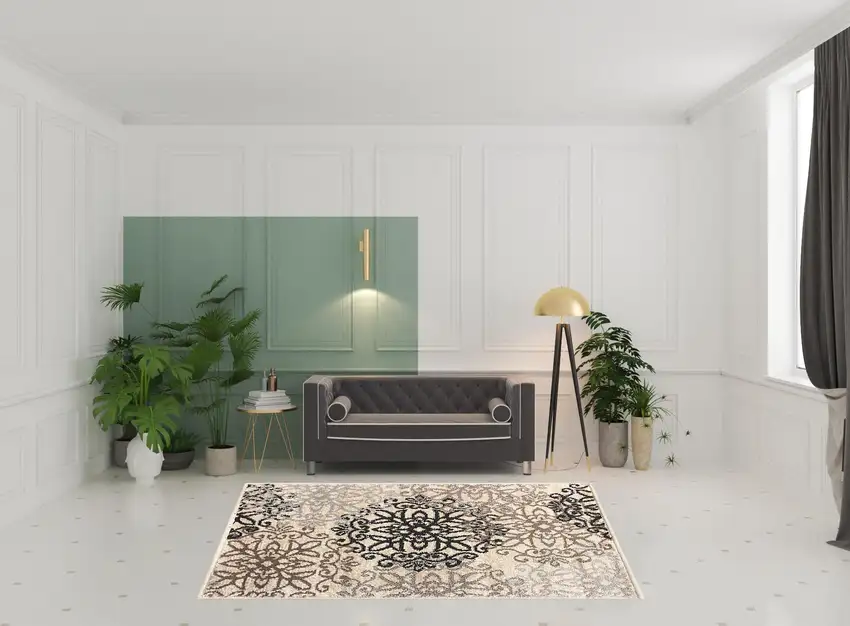 Floral Medallion Stain Resistant Area Rug Photo 8