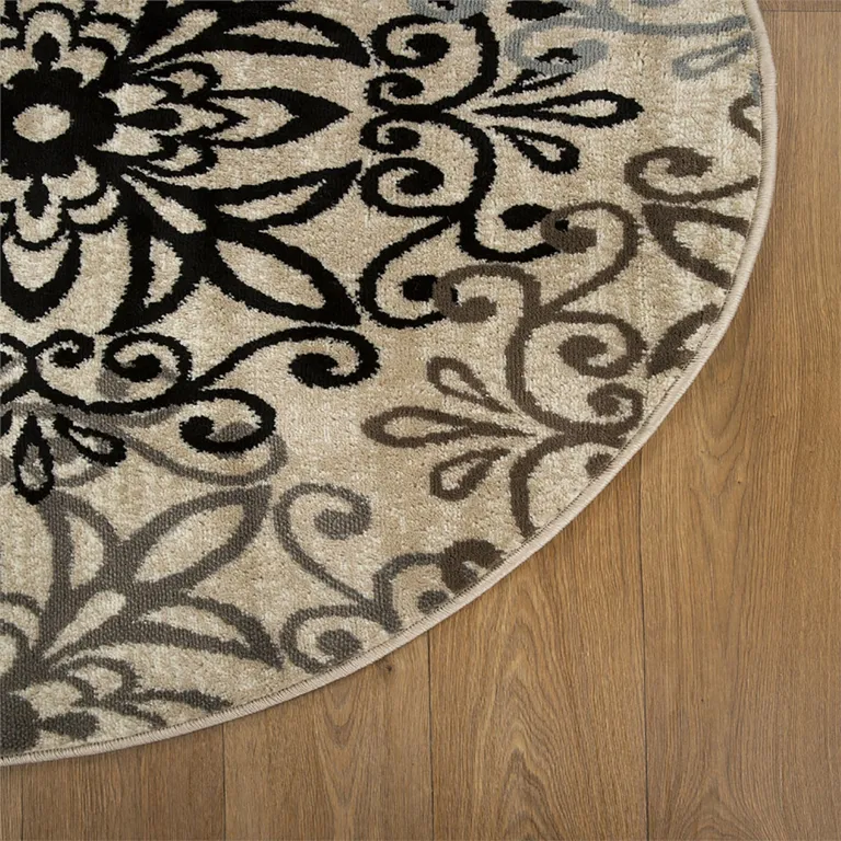 Floral Medallion Stain Resistant Area Rug Photo 4