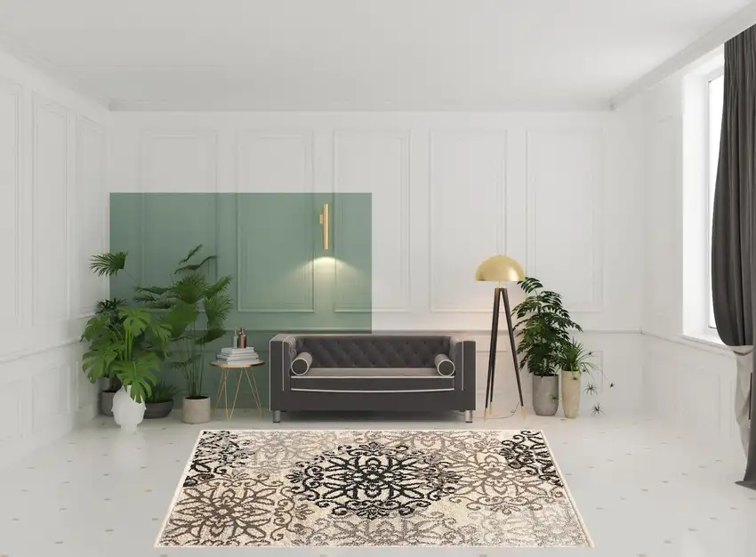 Floral Medallion Stain Resistant Area Rug Photo 8