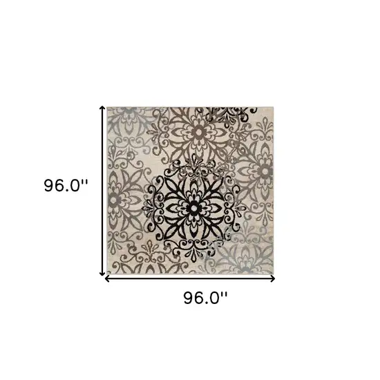 Floral Medallion Stain Resistant Area Rug Photo 8