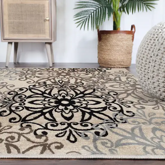 Floral Medallion Stain Resistant Area Rug Photo 6