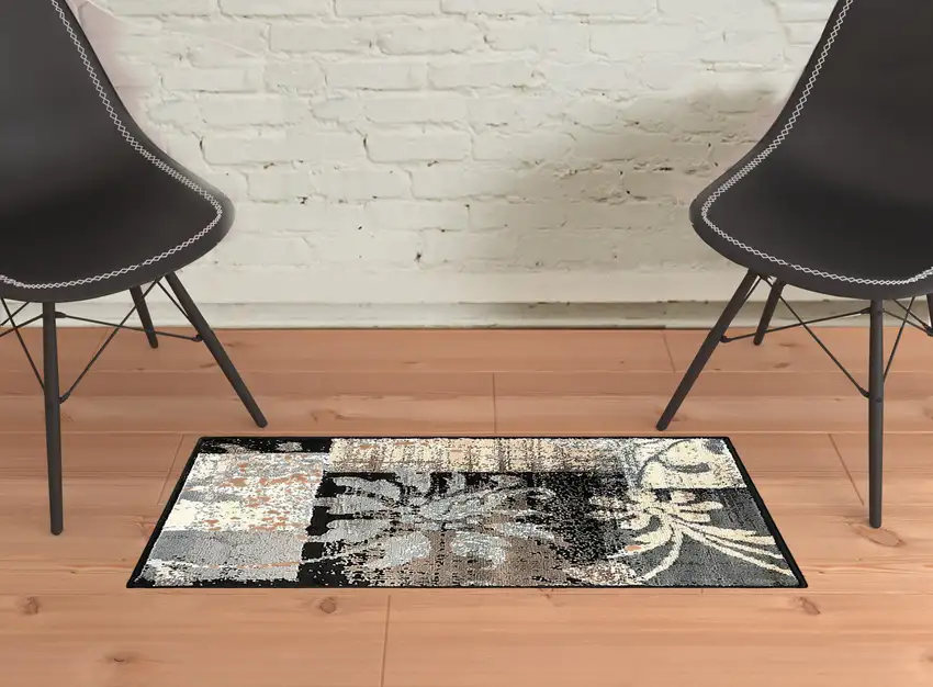 Floral Power Loom Distressed Stain Resistant Area Rug Photo 7