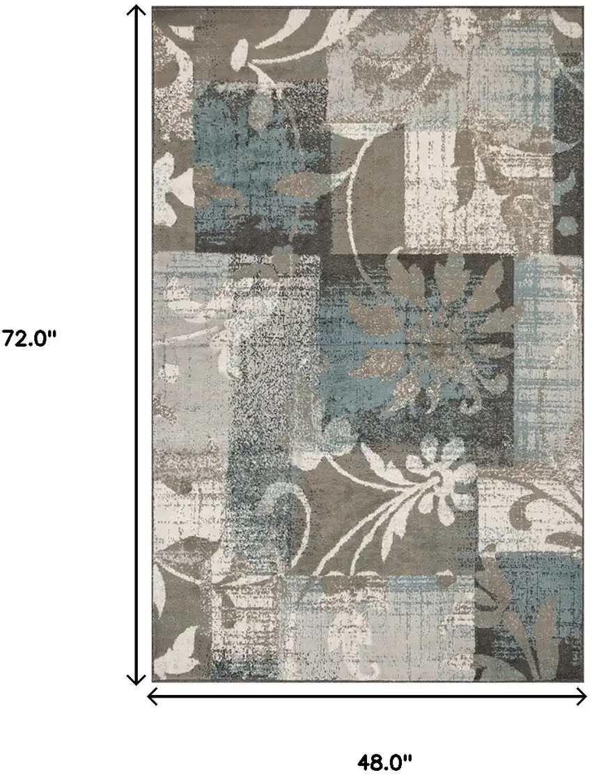Floral Power Loom Distressed Stain Resistant Area Rug Photo 7