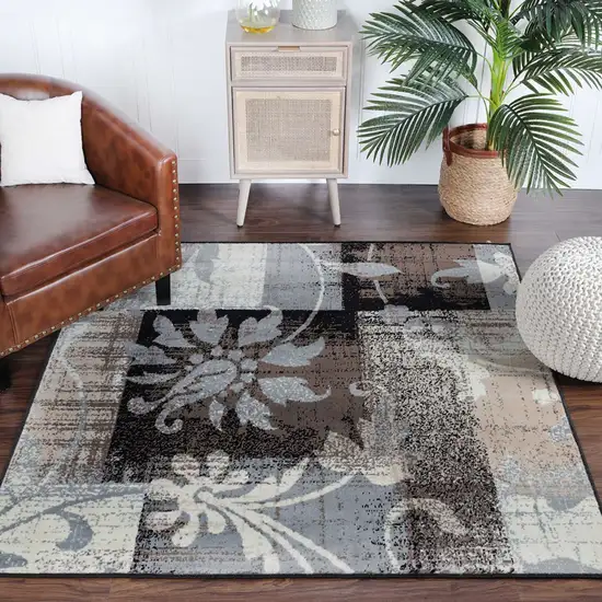 Floral Power Loom Distressed Stain Resistant Area Rug Photo 8