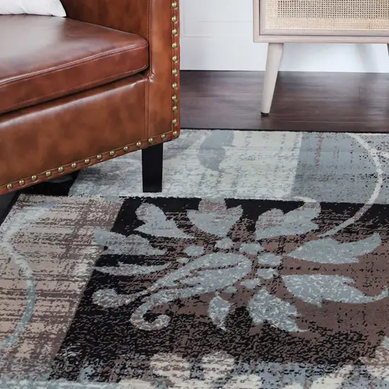 Floral Power Loom Distressed Stain Resistant Area Rug Photo 5