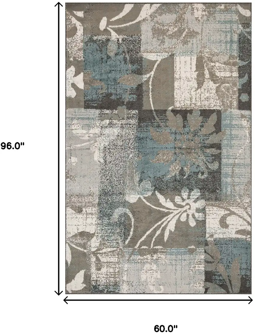 Floral Power Loom Distressed Stain Resistant Area Rug Photo 7