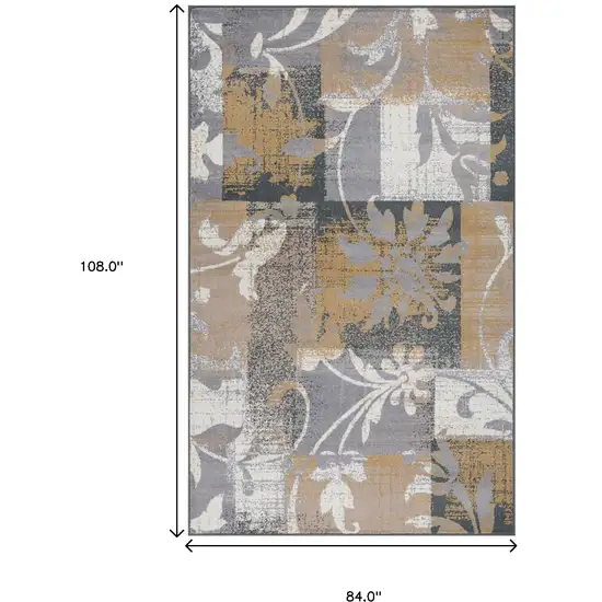 Floral Power Loom Distressed Stain Resistant Area Rug Photo 8