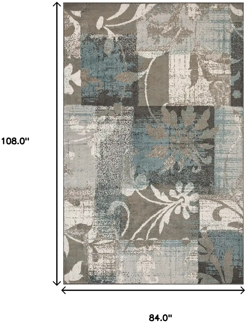 Floral Power Loom Distressed Stain Resistant Area Rug Photo 7