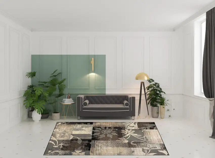 Floral Power Loom Distressed Stain Resistant Area Rug Photo 9