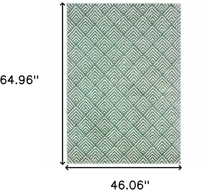 Foam Blue And Ivory Geometric Power Loom Stain Resistant Area Rug Photo 7