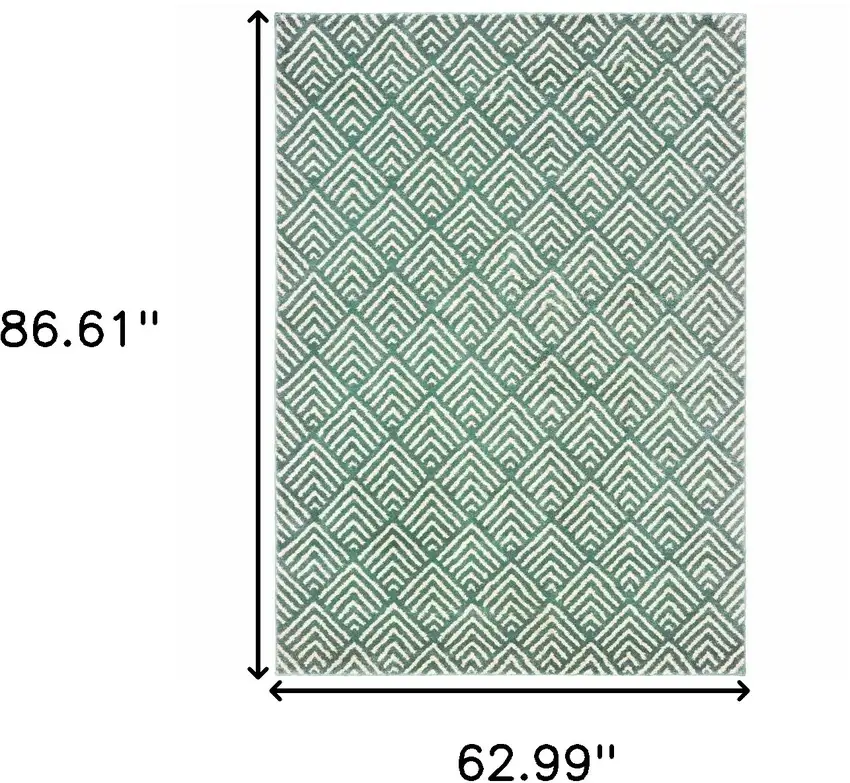 Foam Blue And Ivory Geometric Power Loom Stain Resistant Area Rug Photo 7