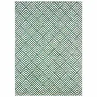 Photo of Foam Blue And Ivory Geometric Power Loom Stain Resistant Area Rug