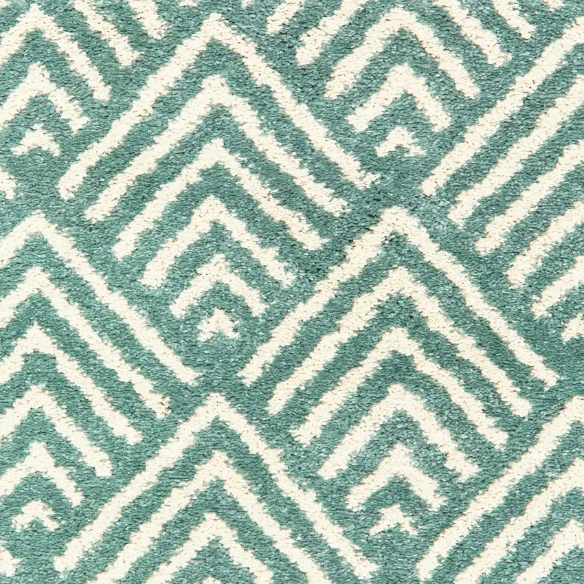 Foam Blue And Ivory Geometric Power Loom Stain Resistant Area Rug Photo 6