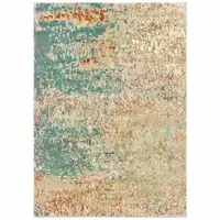 Photo of Foam Blue Pumpkin And Golden Yellow Abstract Power Loom Stain Resistant Area Rug