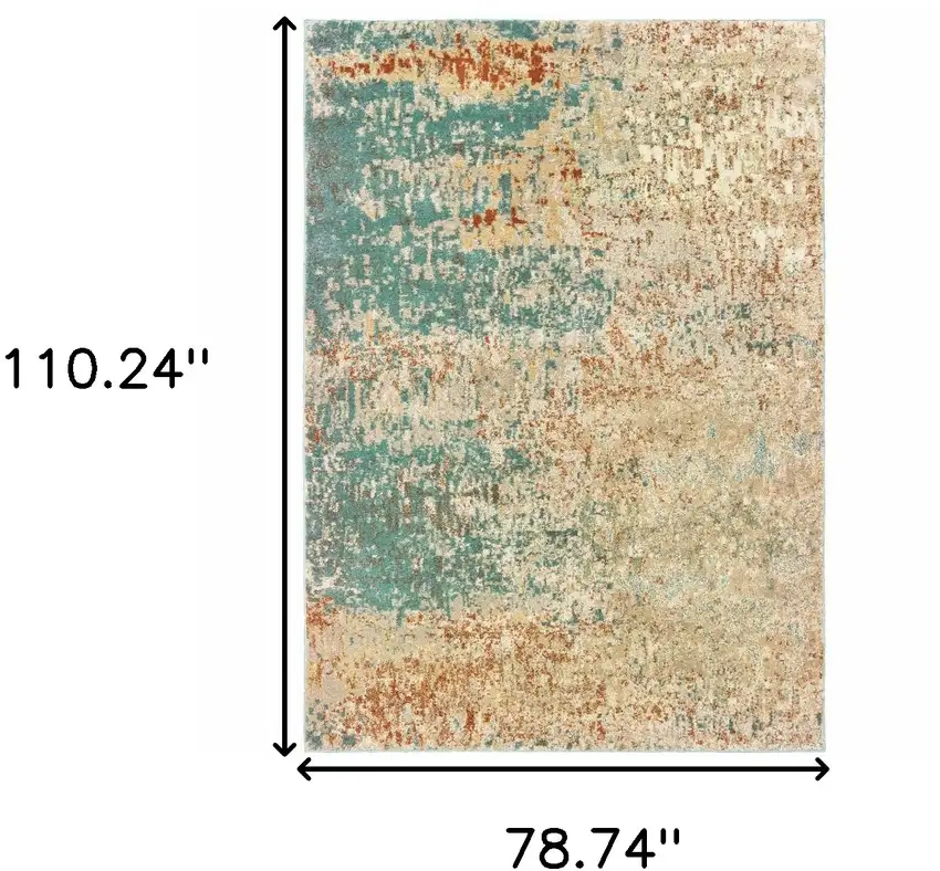 Foam Blue Pumpkin And Golden Yellow Abstract Power Loom Stain Resistant Area Rug Photo 8