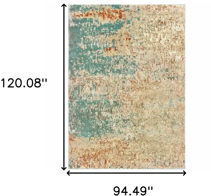 Foam Blue Pumpkin And Golden Yellow Abstract Power Loom Stain Resistant Area Rug Photo 8