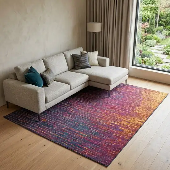 Fuchsia Abstract Power Loom Area Rug Photo 1