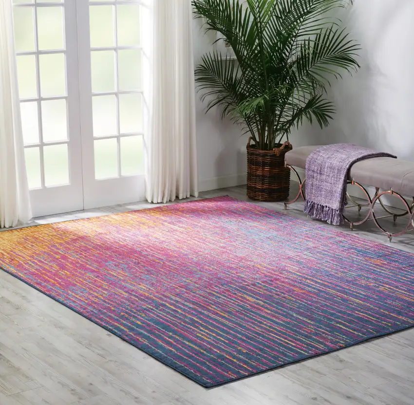 Fuchsia Abstract Power Loom Area Rug Photo 4