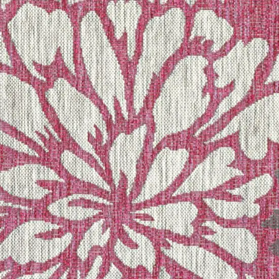 Fuchsia And Light Gray Floral Indoor Outdoor Area Rug Photo 2