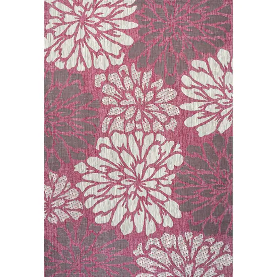 Fuchsia And Light Gray Floral Indoor Outdoor Area Rug Photo 1