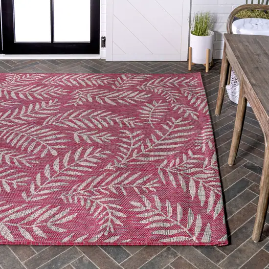 Fuchsia And Light Gray Floral Indoor Outdoor Area Rug Photo 9