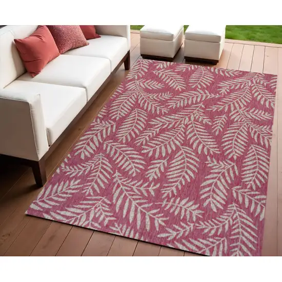 Fuchsia And Light Gray Floral Indoor Outdoor Area Rug Photo 1