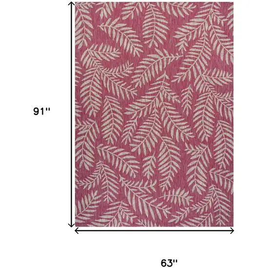 Fuchsia And Light Gray Floral Indoor Outdoor Area Rug Photo 3