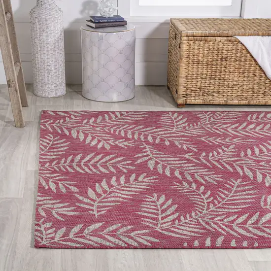 Fuchsia And Light Gray Floral Indoor Outdoor Area Rug Photo 4