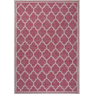 Photo of Fuchsia And Light Gray Geometric Indoor Outdoor Area Rug