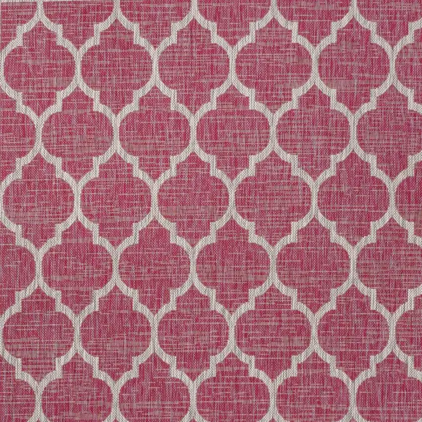 Fuchsia And Light Gray Geometric Indoor Outdoor Area Rug Photo 2
