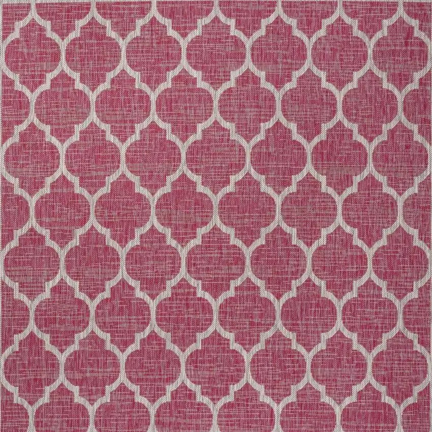 Fuchsia And Light Gray Geometric Indoor Outdoor Area Rug Photo 3