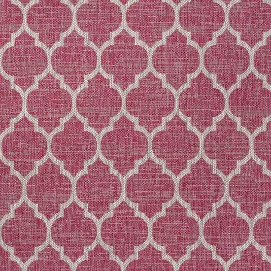 Fuchsia And Light Gray Geometric Indoor Outdoor Area Rug Photo 2