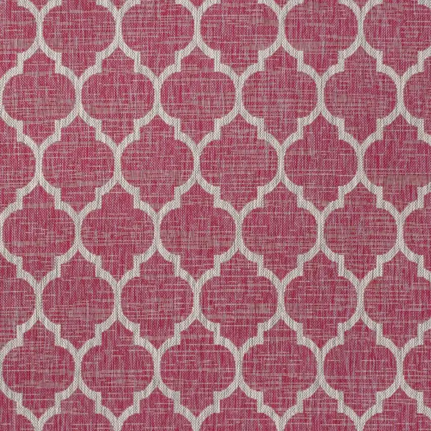 Fuchsia And Light Gray Geometric Indoor Outdoor Area Rug Photo 2