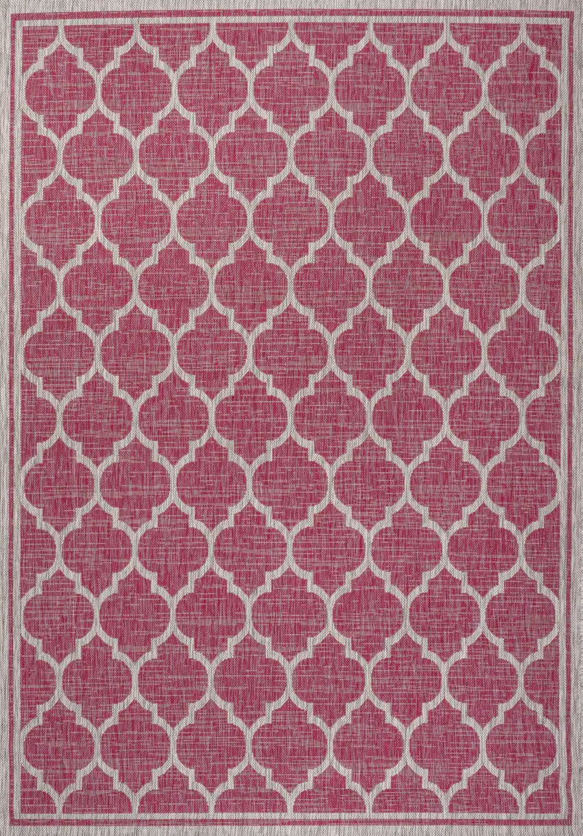 Fuchsia And Light Gray Geometric Indoor Outdoor Area Rug Photo 1