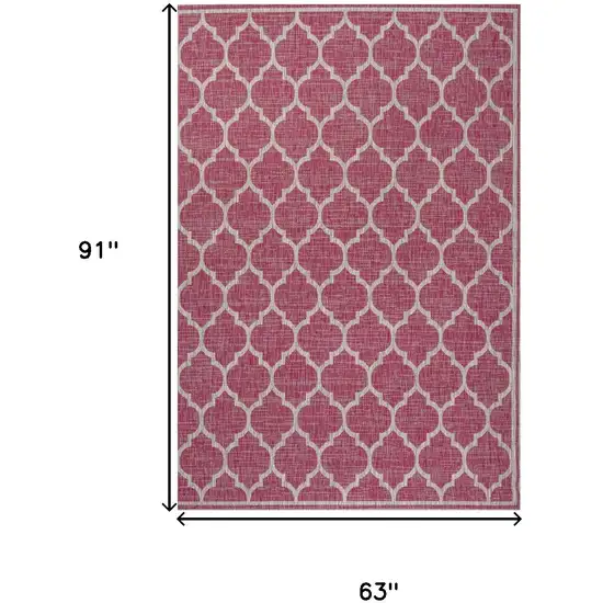 Fuchsia And Light Gray Geometric Indoor Outdoor Area Rug Photo 5