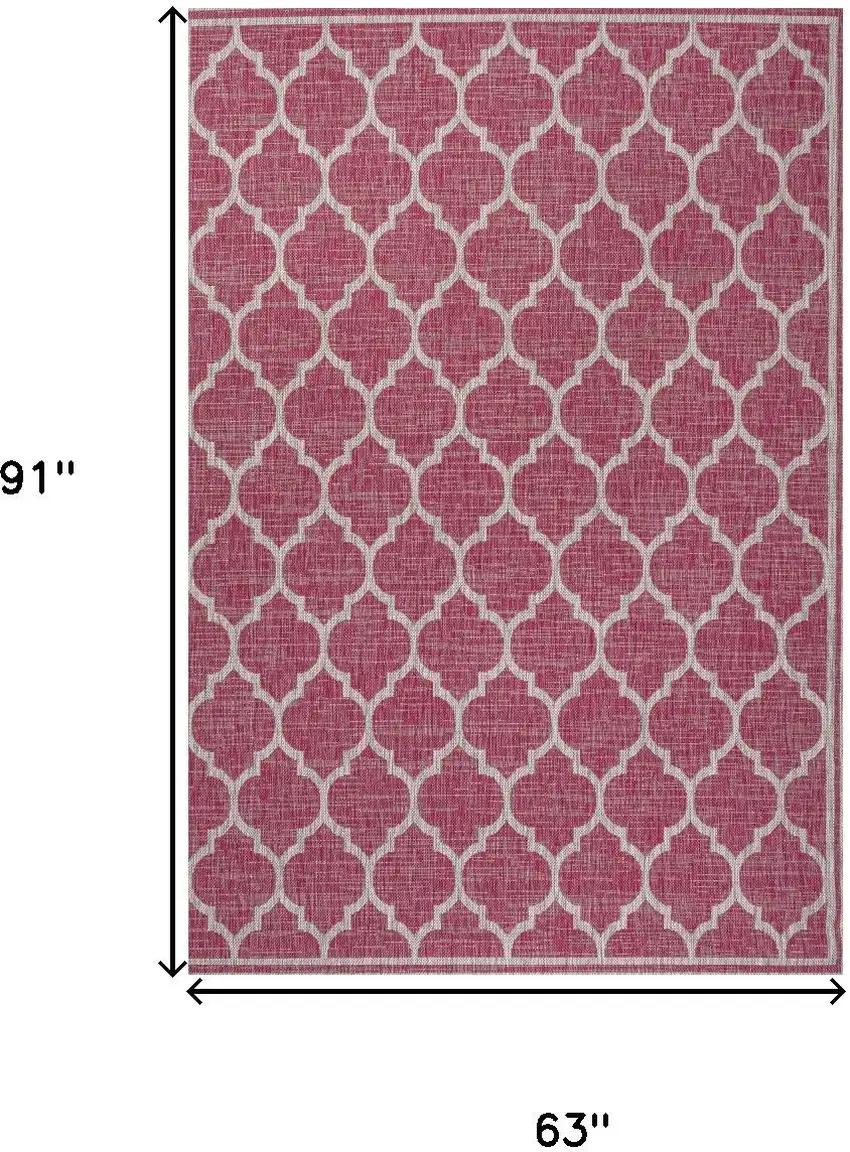 Fuchsia And Light Gray Geometric Indoor Outdoor Area Rug Photo 5