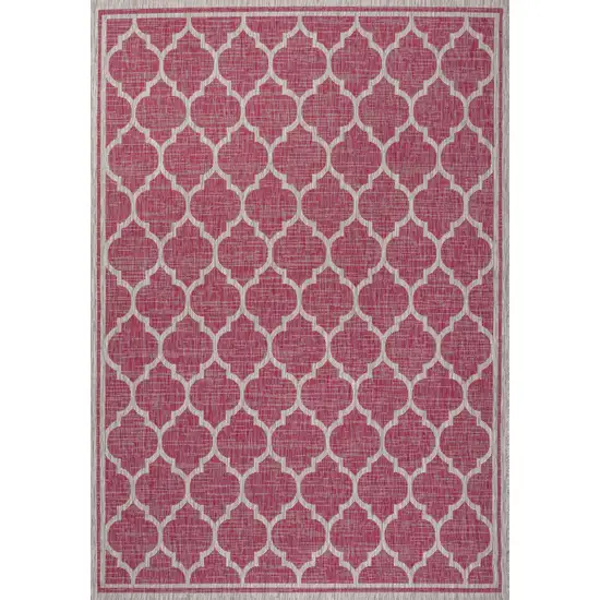 Fuchsia And Light Gray Geometric Indoor Outdoor Area Rug Photo 1