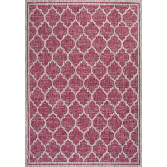 Fuchsia And Light Gray Geometric Indoor Outdoor Area Rug Photo 3