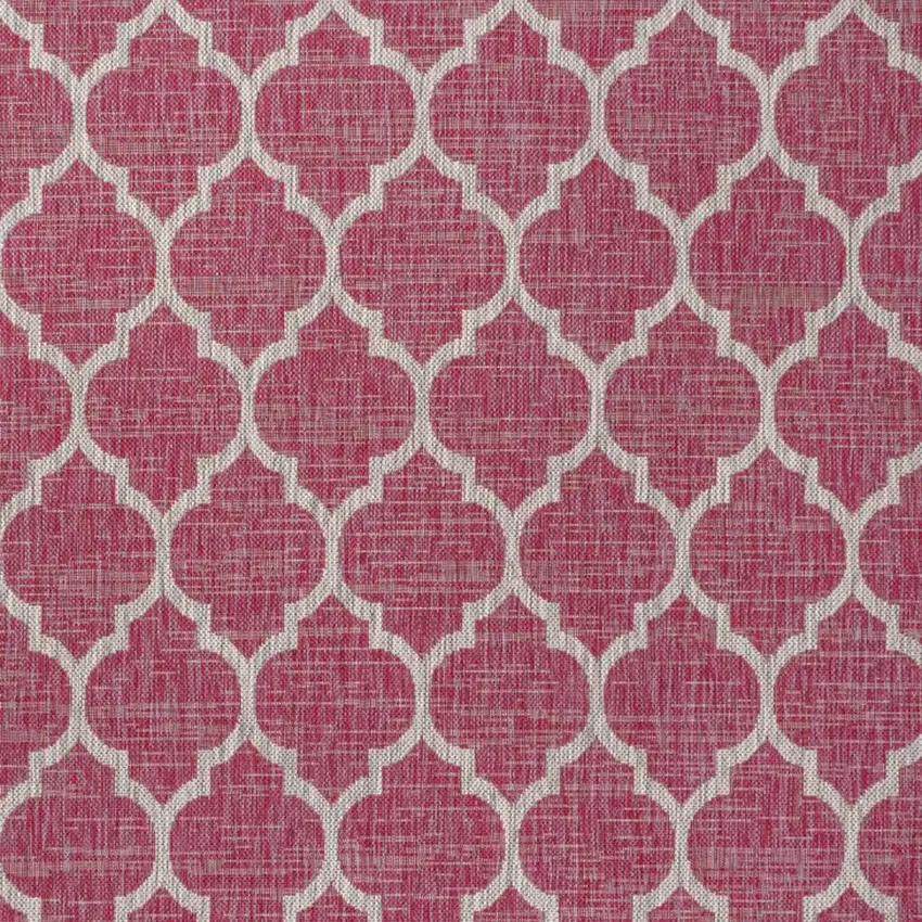 Fuchsia And Light Gray Geometric Indoor Outdoor Area Rug Photo 2