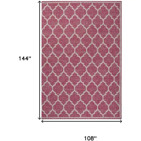 Fuchsia And Light Gray Geometric Indoor Outdoor Area Rug Photo 5