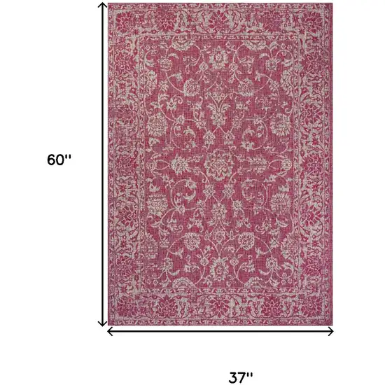 Fuchsia And Light Gray Medallion Indoor Outdoor Area Rug Photo 5
