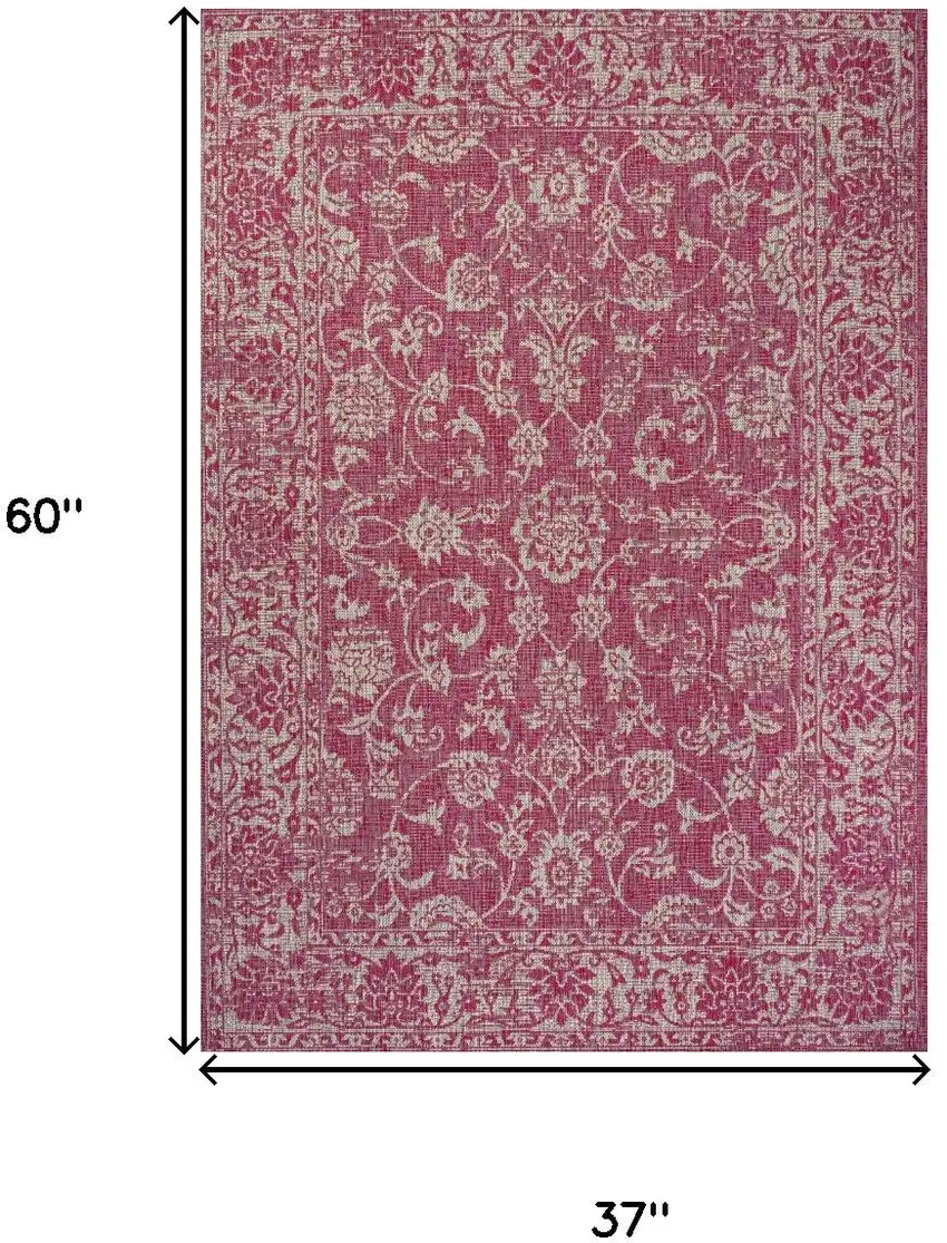 Fuchsia And Light Gray Medallion Indoor Outdoor Area Rug Photo 5