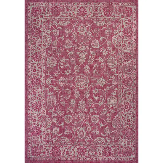 Fuchsia And Light Gray Medallion Indoor Outdoor Area Rug Photo 3