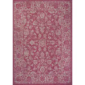 Photo of Fuchsia And Light Gray Medallion Indoor Outdoor Area Rug