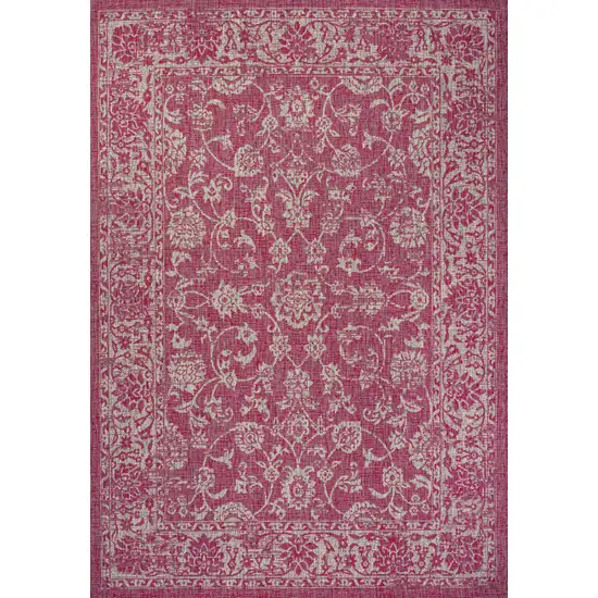 Fuchsia And Light Gray Medallion Indoor Outdoor Area Rug Photo 1